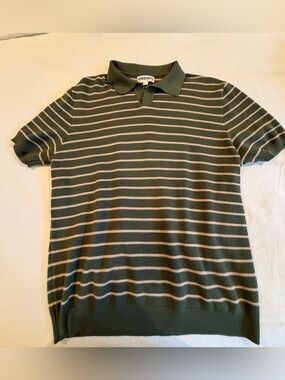 Olive & Cream Striped Polo Shirt